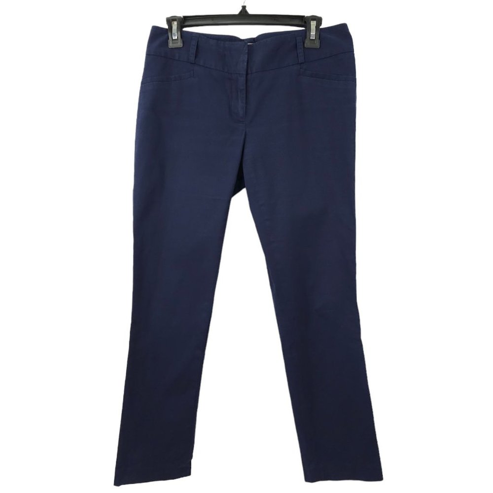 Laundry By Shelli Segal Crop Capri Pants Womens 4 Blue Mid Rise Cotton Blend